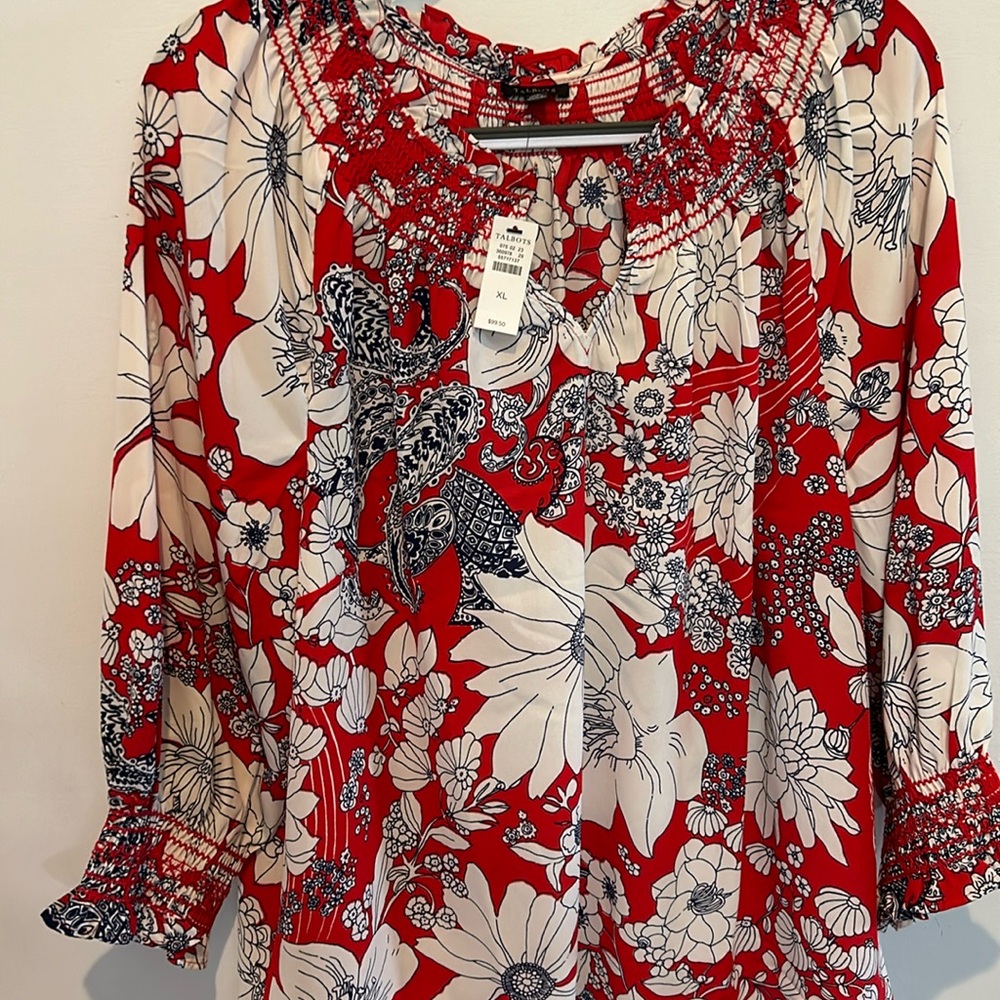 SOLD. Talbots floral top, size XL New with tags